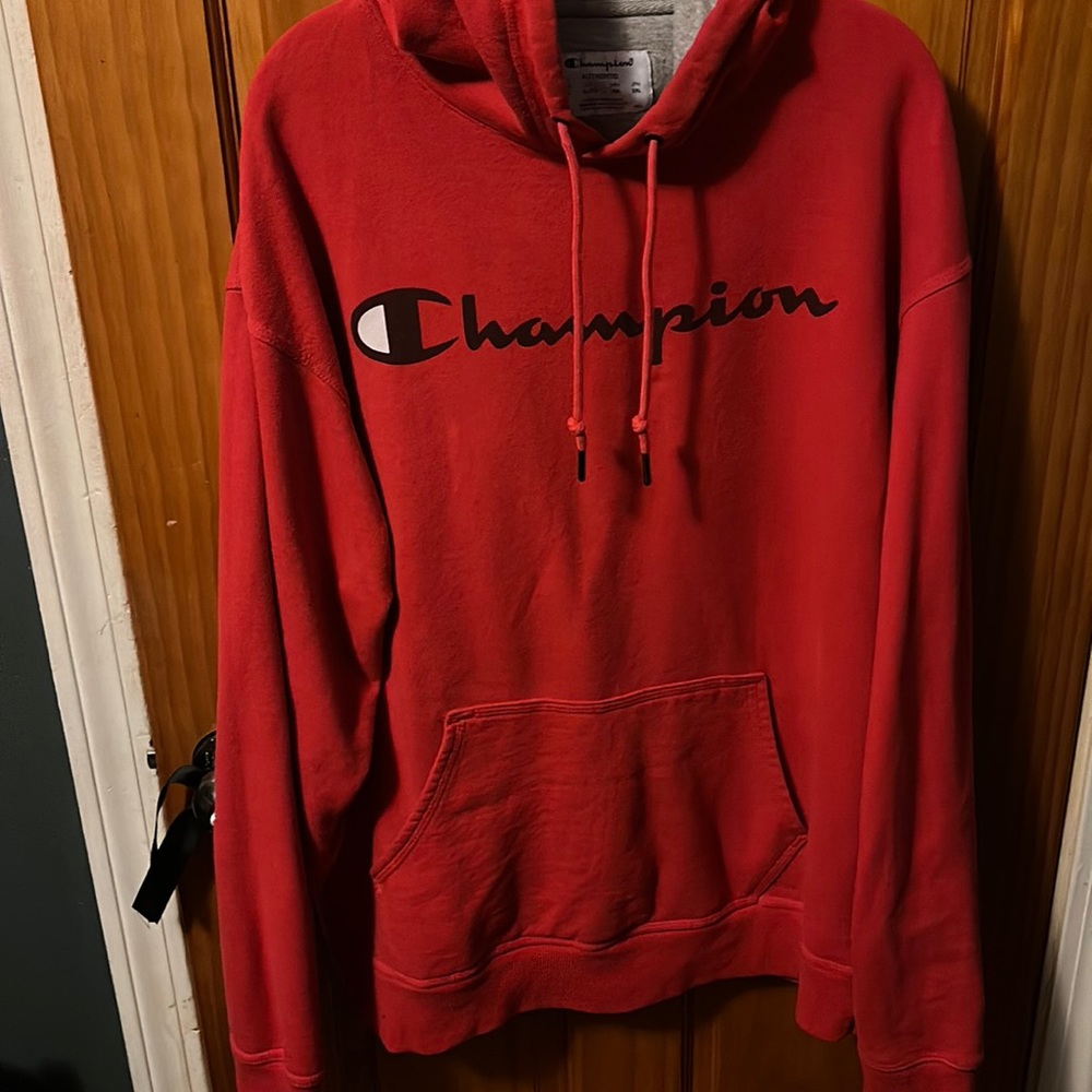 Red champion hoodie